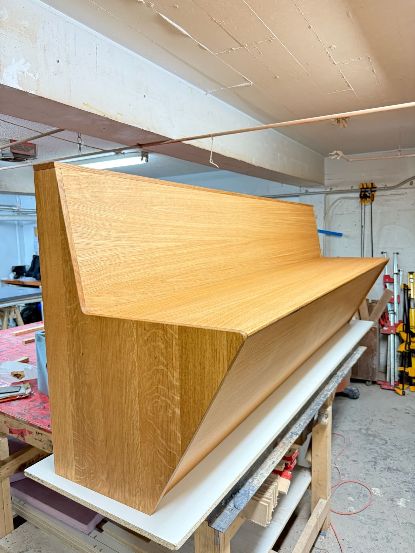 banquette intégrée murale bois chêne blanc Montréal