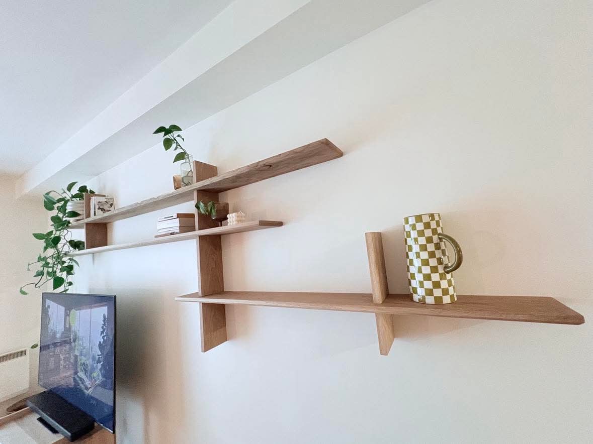 étagères murales sur mesure bois clair Montréal