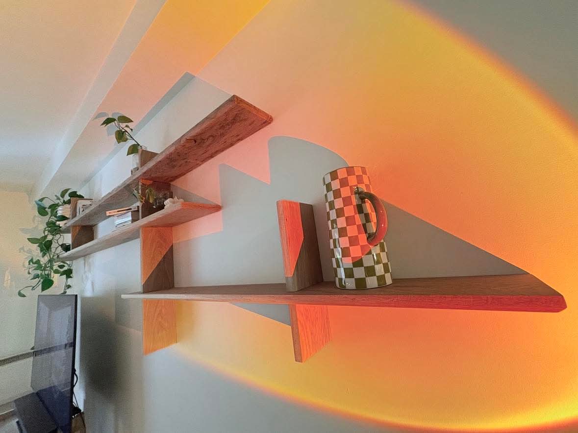 mobilier mural intégré salon chêne blanc