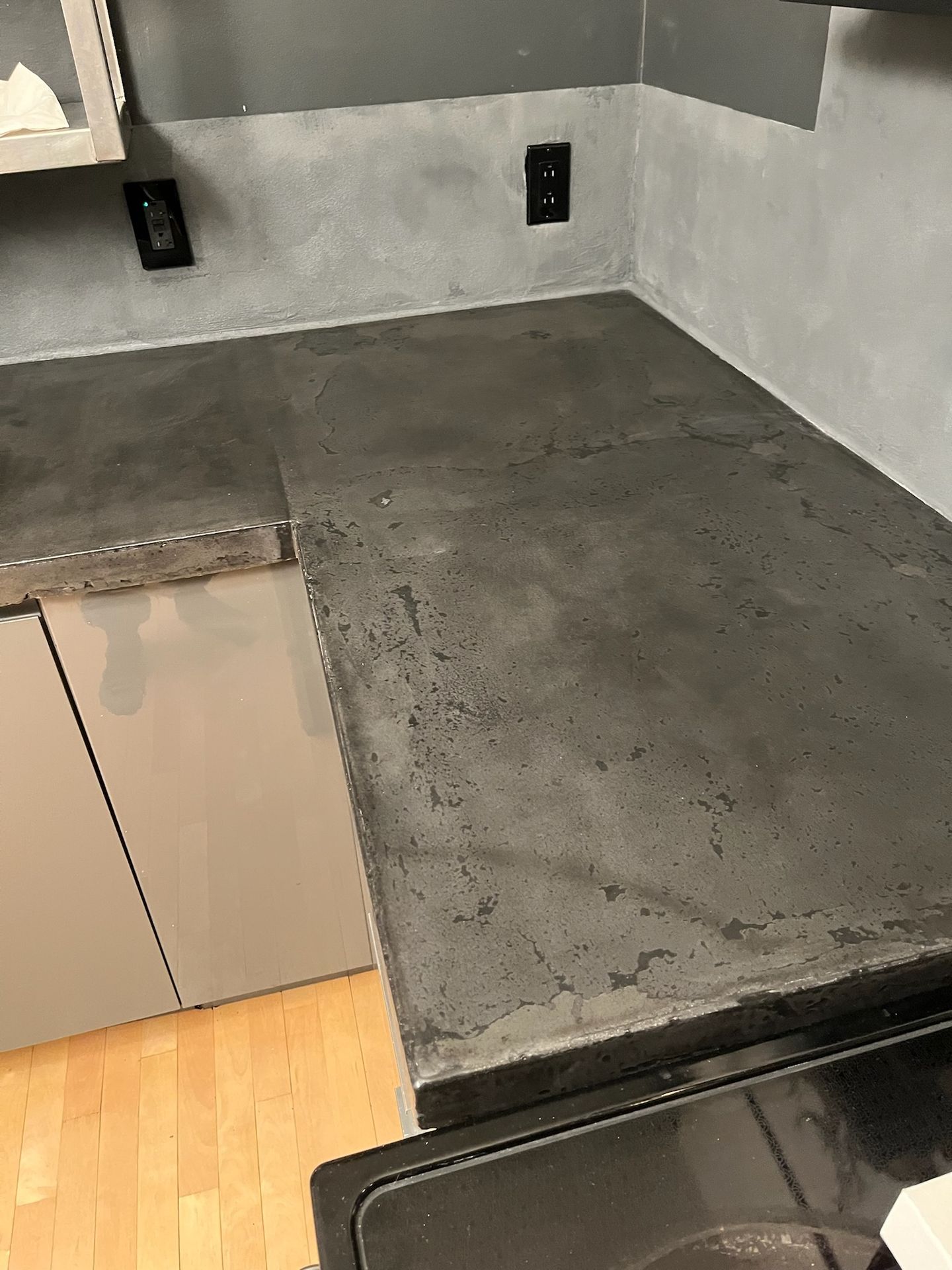 angle comptoir béton en L cuisine