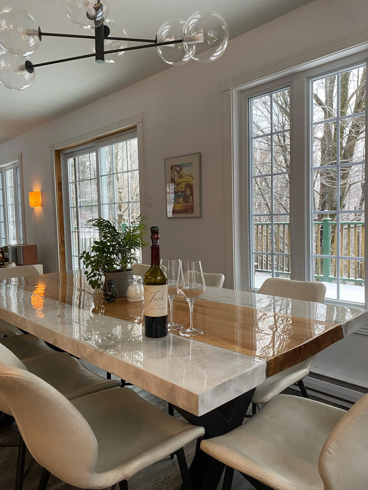 table salle à manger béton érable finition époxy Montréal